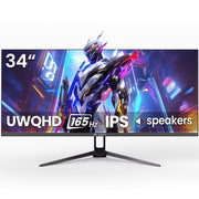 CRUA CR340G-WQHD-165Hz 34 Inch Ultrawide Gaming Monitor, 165Hz Refresh Rate, UWQHD 3440x1440, IPS Panel, 120% sRGB, Built-in Speakers, HDMI/DisplayPort, Wall Mountable, Black