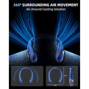 HUANCTOMA Atupen Portable Neck Fan, Hands-Free, Bladeless, 3 Speeds, 5200 mAh Battery, Blue
