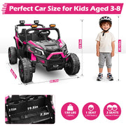 Wisairt 24V 4WD Ride On Car, 2 Seater Electric Power UTV for Kids, Remote Control, LED Lights, Music, Wireless Audio, 3 Speeds, Pink