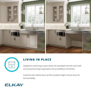 Elkay Dart Canyon Farmhouse Kitchen Sink, Single Bowl, 29-7/8 in Length, 27-1/4 in Width, 9 in Depth, Polished Satin Stainless Steel, ADA Workstation, ELDSSF30279DBG