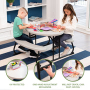 Lifetime Kids Picnic Table, Folding Children's Table with UV-Protected Polyethylene Top, Powder-Coated Steel Frame, Seats 4, Gray, 60339