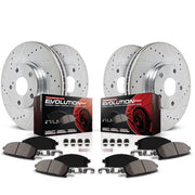 Power Stop Front Rear Brake Kit with Drilled, Slotted Rotors and Ceramic Brake Pads K2385