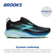 Brooks Adrenaline GTS 25 Men's Running Shoes, Black/Ipanema/Mint, Size 8.5 Medium, GuideRails Support, DNA LOFT v3 Cushioning, 110454-055