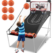 Segmart Dual Shot Basketball Arcade Game, Foldable Indoor Electronic Game with 6 Balls, 8 Modes, LED Scoreboard, Blue and Black, 81 x 44 in
