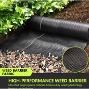 BSHAPPLUS 3.3x50ft Weed Barrier Fabric, 3.2oz Landscape Fabric, Heavy Duty Geotextile Fabric with 12 U-Shaped Safety Stakes
