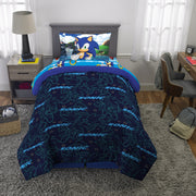 Sonic the Hedgehog Kids Twin Bed in a Bag, Gaming Bedding, Comforter and Sheets, Blue