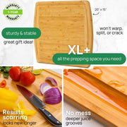 Greener Chef 20 Inch XL Bamboo Cutting Board, Extra Large Organic Bamboo Butcher Block with Deep Juice Grooves, Single Tone, 1250XL3-ST