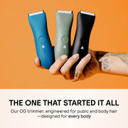 Meridian The Trimmer Original Body Hair Groomer with Waterproof Design, Ceramic Blade, Adjustable Guide Combs, Rechargeable USB, Onyx Black