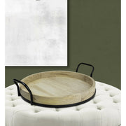 Better Homes & Gardens 17-inch Round Light Wood and Metal Tray