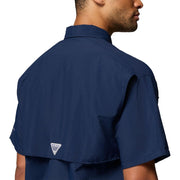 Columbia PFG Bahama II Men's Short Sleeve Button-Down Shirt, UPF 50 Sun Protection, Quick-Dry Nylon, Mesh-Lined Vents, Collegiate Navy, XL, 101165