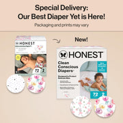 The Honest Company Clean Conscious Diapers, Hypoallergenic, Fragrance Free, Size 2 (12-18 lbs), 72 Count, Tutu Cute and Rose Blossom Prints