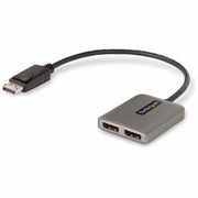 StarTech.com Dual-Monitor DisplayPort 1.4 MST Hub, 2-Port DisplayPort Splitter, Dual 5K 60Hz HDR, USB Powered, Space Gray, 1ft Built-in Cable, MST14DP122DP