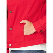 Lee Riders by Lee Indigo Stretch Denim Jacket, Jalapeno Cherry Red, Small, Classic Fit, Button Closure, 10ZFE8CRR