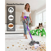 Hosaud Cordless Stick Vacuum Cleaner, 45KPA Suction, 550W Motor, 50-Min Runtime, Lightweight, Purple