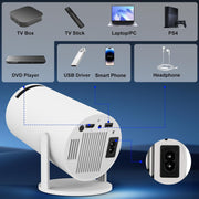 Geek Chef Smart 1080P Portable Projector with Android TV 11, Auto Keystone Correction, Dolby Audio, Wi-Fi 6, Bluetooth 5.0, 180 Adjustable Stand, TS9