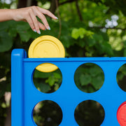 Hasbro Giant Connect 4 Edition Board Game, Durable All-Weather Plastic, Blue, 42-Slot Grid, Includes Carry Bags, 1-1-12312-AA049