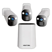 Night Owl FWR8-64GB-B43L Expandable Wi-Fi Security Hub with 64GB microSD Card and 3 Wire Free 2K Deterrence Cameras
