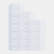 Gianna 12 Pack Stackable Shoe Box Plastic Storage Organizer White Holds Shoes Up to US Size 9 DS-XHV0829-1309WT12P-LG
