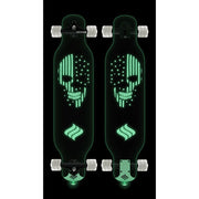 Shark Wheel Clear Skull Longboard with Built-In Color Changing Lights, 72mm DNA Shark Wheels, ABEC 9 Bearings, 180mm Reverse Kingpin Trucks