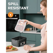 Mpow XL 6.3-Cup Cordless Electric Lunch Box with Scheduled Heating, Two-Tier Insulated Carrying Bag, Removable Divider, Utensils Included