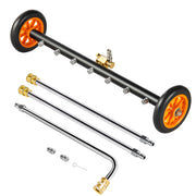 KFFKFF QD-QXQ03 24-Inch Undercarriage Pressure Washer Surface Cleaner, Stainless Steel, 4000 PSI, 7 Nozzle Sprays, 2 Extension Rods