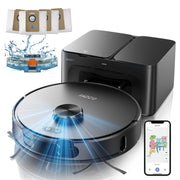 GOOVI D60S MAX Robot Vacuum and Mop Combo, 360 LiDAR Navigation, 6000Pa Suction, Self-Emptying Base, 220 Mins Runtime, Black