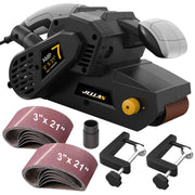 Jellas Electric Belt Sander, 3 x 21 Inch, 7Amp Motor, Variable Speed Control, Dust Bag, Convertible Bench Sander, IPT-WSY-002B