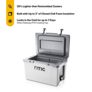 Rtic Outdoors 52 Quart Ultra-Light Hard Cooler, White & Grey, Holds 76 Cans, 30% Lighter Design