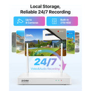 ZOSI 84U2-1864W8-US-A3 AI Human Detected 4MP Wireless Security Camera System with Two Way Audio