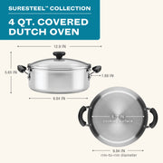 Farberware SureSteel 4 Quart Brushed Stainless Steel Dutch Oven