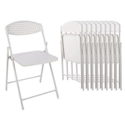 Mainstays MS6511745671002 Steel Frame Light-Weight Compact Plastic Folding Chairs, White (Set of 10)