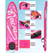 NACATIN Inflatable Dog Paddle Board 2-in-1 SUP with Built-In Ramp, Kayak Seat, Pink