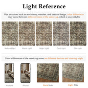 Berthmeer 8 x 10 Area Rug, Vintage Distressed Floral Pattern, Machine Washable, Non-Slip Thermoplastic Rubber Backing, Black