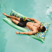 Comfort Research Big Joe Kona Pool Lounger with Built-In Headrest, No Inflation Needed, Tropical Palm Green Double-Sided Quick-Drying Mesh, 5.5 Feet