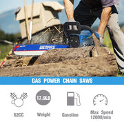 Wemars WS-6220G 62cc 20-Inch Gas Chainsaw