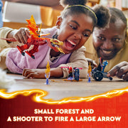 LEGO NINJAGO Kais Source Dragon Battle Adventure Playset, Posable Red Dragon, 4 Ninja Action Figures, Forest Trap, Shooter Vehicle, 120 Pieces, Ages 4+