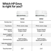 HP Envy 6552 All-in-One Color Photo Inkjet Printer with Auto Duplex, 35-Sheet Auto Document Feeder, 2.4-Inch Color Touchscreen, Wireless, White
