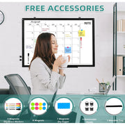 DOLLAR BOSS Magnetic Whiteboard Calendar Whiteboard Wall Dry Erase Calendar Board Schedule Board Large Size Board 48 X 36 Inches Planner Double Sided White Board  Black Aluminium Frame