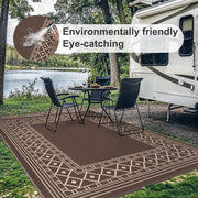 DEORAB Outdoor Rug, Waterproof Reversible Plastic Patio Carpet, 6 x 9 ft , Coffee and Brown- UV Protection