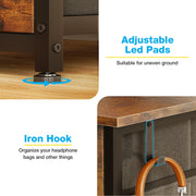 Sofanext Vintage Computer Desk, 48 Inch, 8 Fabric Drawers, Metal Frame, Adjustable Foot Pads, Vintage Style