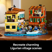 LEGO 6530100 Ideas Italian Riviera Building Set, 3,251 Pieces, 3 Colorful Buildings with Removable Roofs, 10 Minifigures, Multicolor, 21359