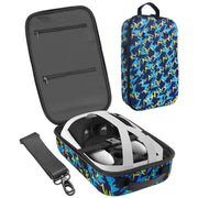 Binsuca Hard Carrying Case for Oculus Quest 3 Accessories, Clear Shock-Resistant Shell with Pre-Cut Tray, PU Hand Strap