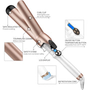 Hoson 2 Inch Hair Curling Iron, Extra-Large Ceramic Tourmaline Barrel, Adjustable 225F-450F with LCD Display, Dual Voltage, Glove Included, X8399-38
