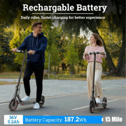 Joyhis Adult Electric Scooter, 350W Brushless Motor, 8.5 in Anti-Skid Solid Tires, 19 MPH Speed, 21-Mile Range, Dual Braking System, App Control, Foldable Design, J078L
