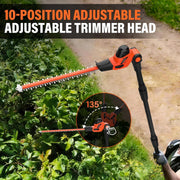 Maxlander Cordless Pole Hedge Trimmer, 18-Inch Double-Action Blades, 16-Feet Max Reach with Extension Pole, Multi-Angle Adjustable, 2 x 2.0Ah Batteries Included