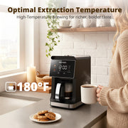 AIRMSEN 2 in 1 Drip Coffee Maker with Built-In Grinder, 3 Grind Settings, Compact 5-Cup Programmable Machine, 24-Hour Delay Brew, Extended Keep Warm, Black
