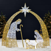 Best Choice Products 4.5ft Lighted 2D Christmas Nativity Scene Outdoor Yard Decoration with 115 LED Lights, Gold Metal Frame, SKY8026