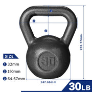 Athletic Works 30lb Kettlebell, Casting Iron, Durable Hammertone Finish, Black