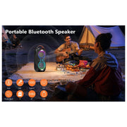RUIMATECH T9 Portable Bluetooth Party Speaker, 80W Peak Power, True Wireless Stereo, Dynamic 8-Color Light Show