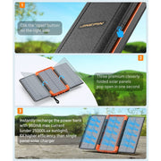 BLAVOR Solar Charger Power Bank, 46800mAh, 20W Fast Charging, Qi Wireless, Built-In Cables, 5 Solar Panels, IPX4 Water-Resistant, Flashlight and Compass, W09